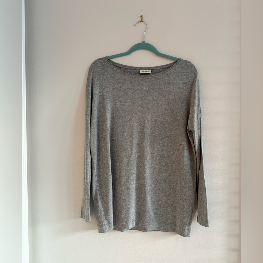 By Malene Birger Gray Scoop Neck Long Sleeve Top